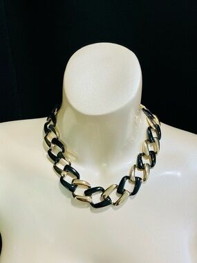 Source Unknown Black and Gold Chunky Link Necklace - Women Jewelry